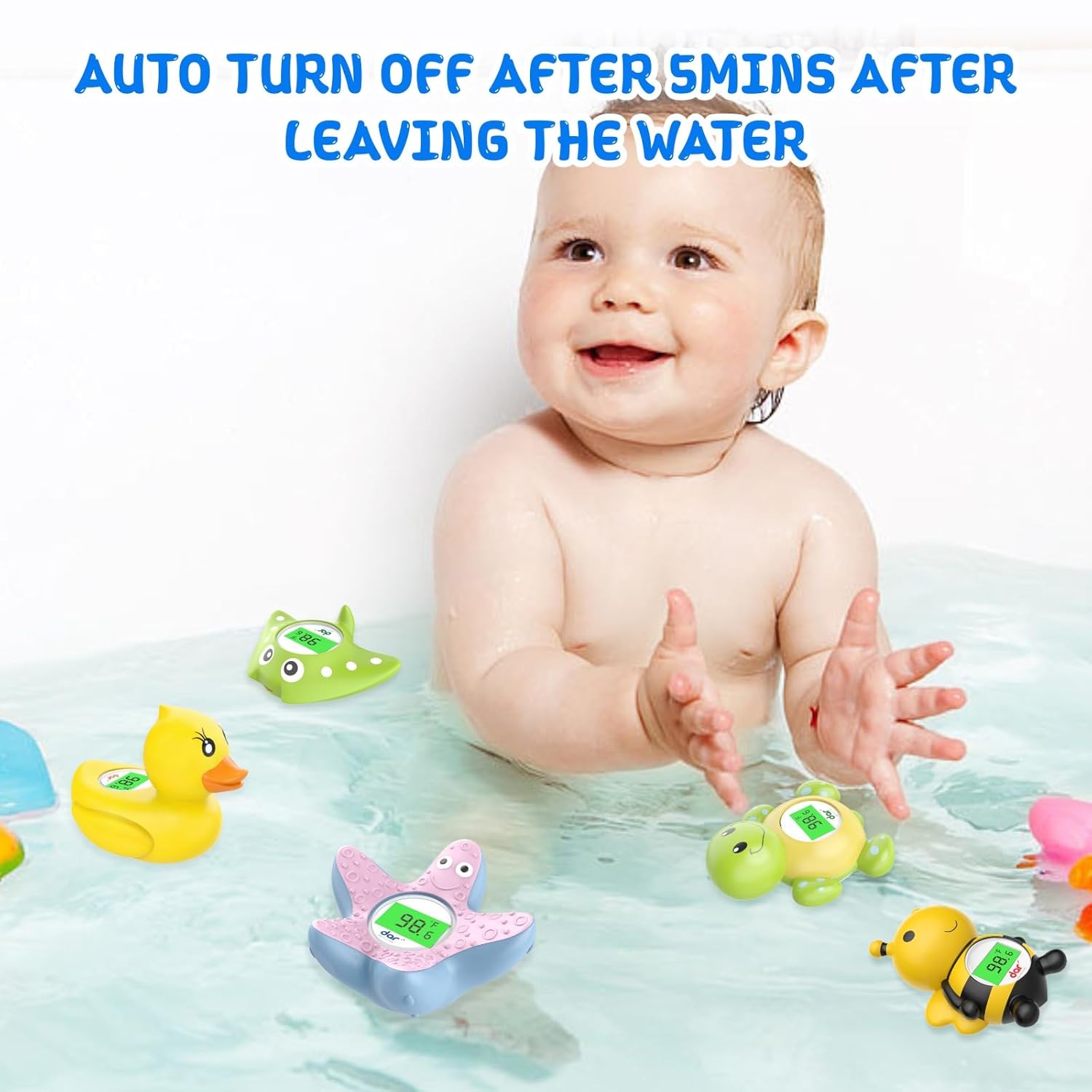 AquaVeilig Baby Badetermometer – Digitalt Display med 3 Farver og Temperaturadvarsel