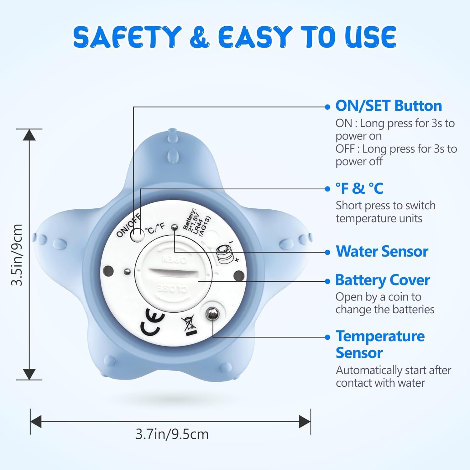 AquaVeilig Baby Badetermometer – Digitalt Display med 3 Farver og Temperaturadvarsel