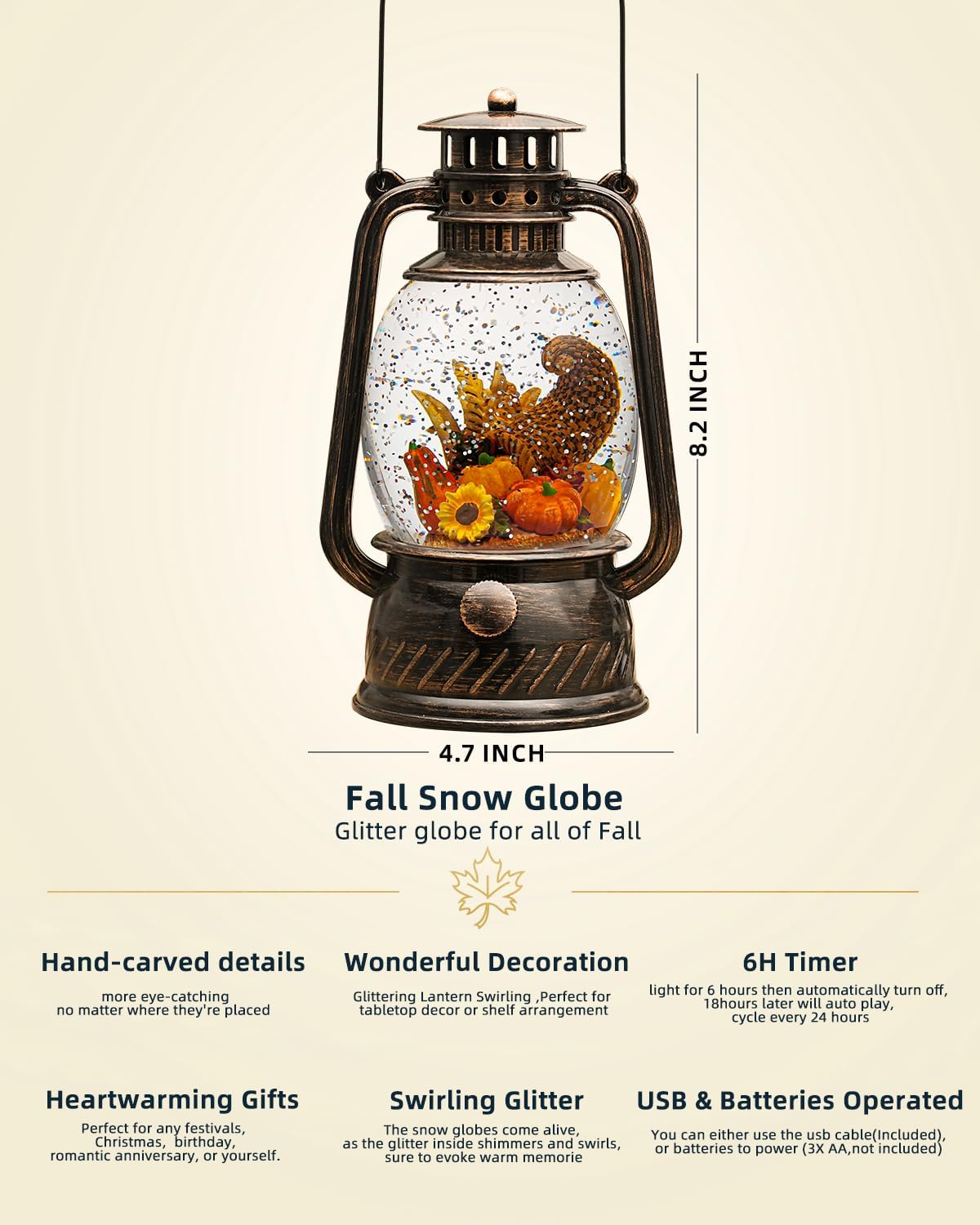 LED Pumpkin Light for Autumn Decoration – Warm Light with 6-Hour Timer