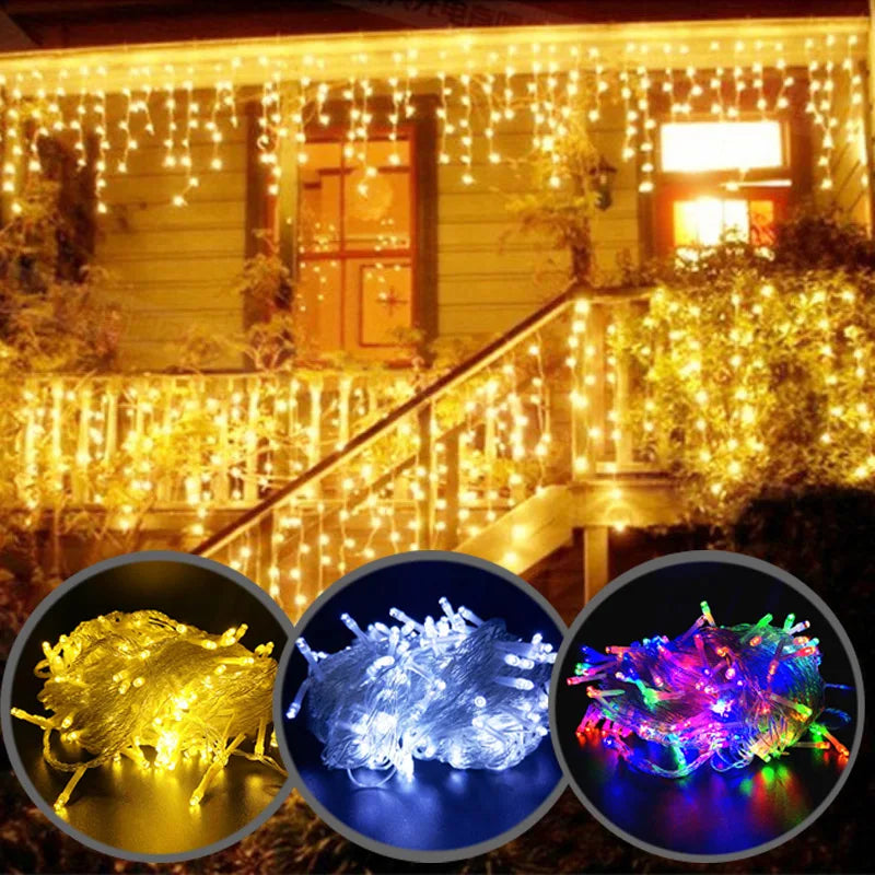 LED-isdroppljusdekoration – stämningsfull ljusgirlang med isdroppar