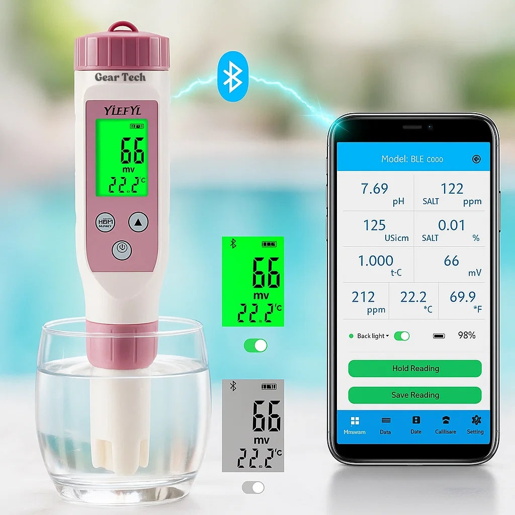 AquaSense 7 Parameter Digital Pooltester til pH og Klor