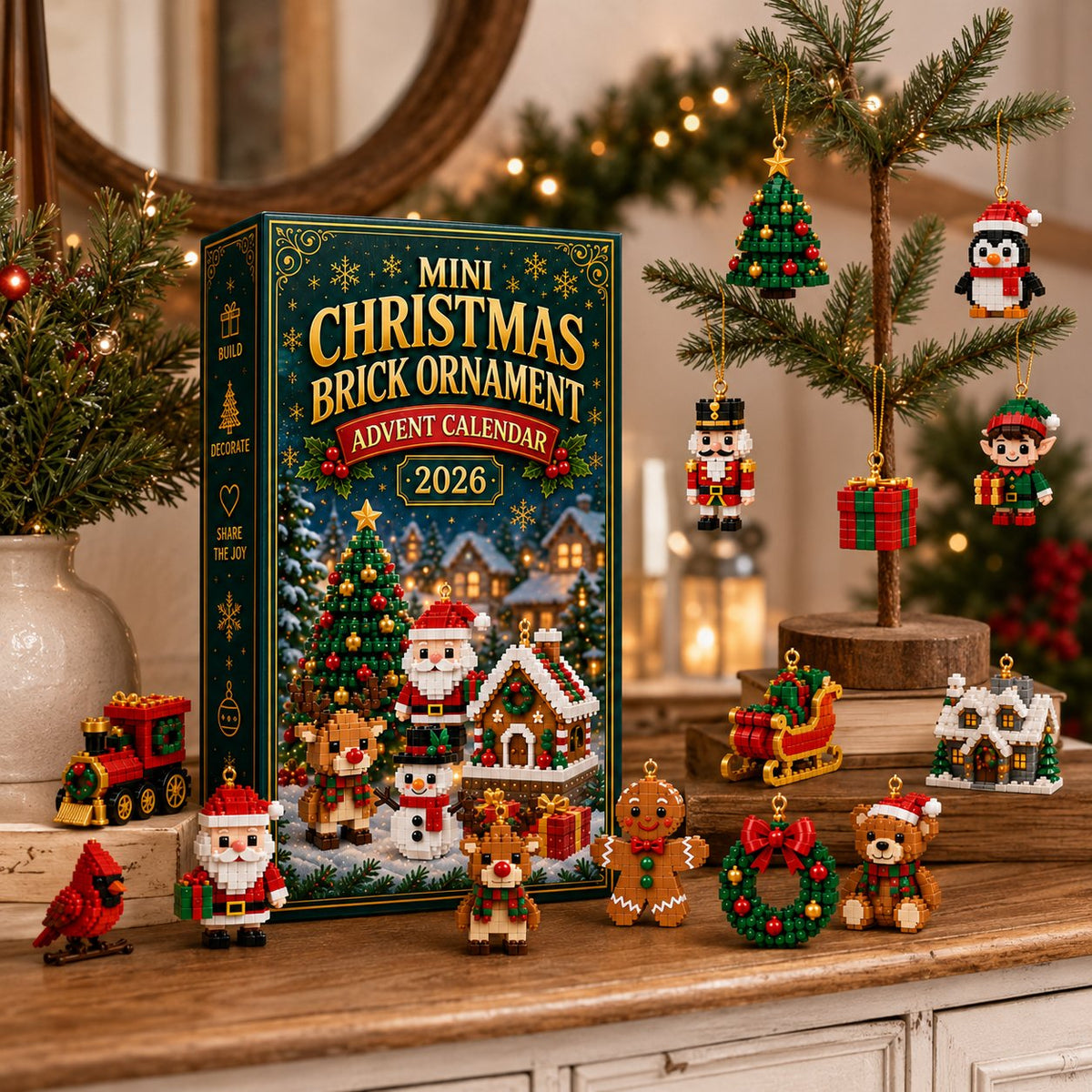 Jul Ornament Adventskalender – 24 Mini Byggsatser för Juldekoration