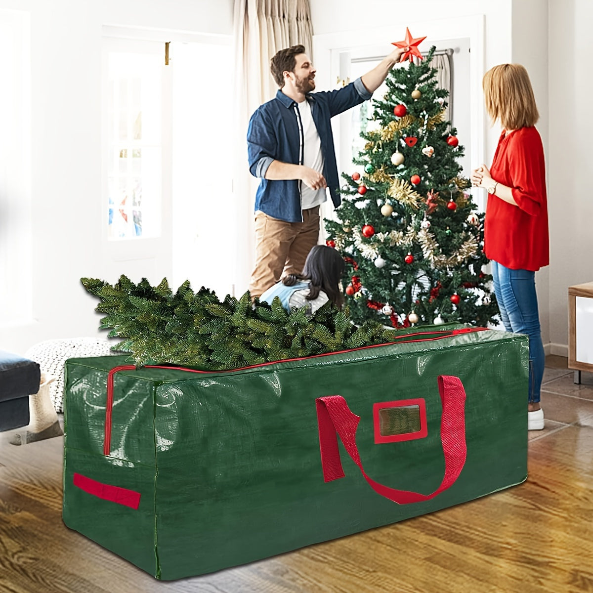 Stor Opbevaringspose til Kunstige Juletræer – Vandtæt og Holdbart Polyester Model TreeTote