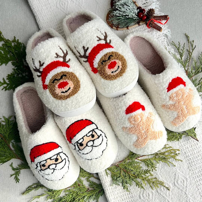 SnowJoy Juleklipklapper – Varme Sutsko med Festligt Design & Skridsikker Sål