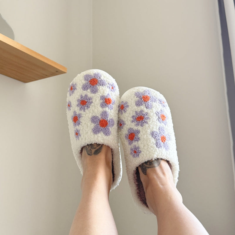 BloomStep Sutsko – Komfortable Indersko med Blomsterdesign & Skridsikker Sål