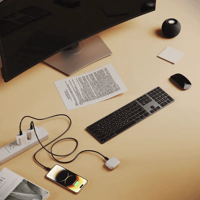 MagCharge 3-i-1 Magnetisk Trådløs Opladningsmusmatte | opladning, arbejde og belysning-zarada.dk