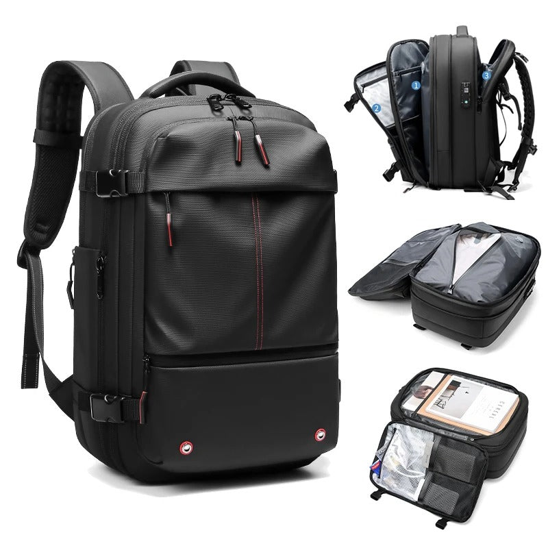 Anti-tyveri Vacuum Komprimering Rygsæk - 60L Udvidelig Airback Rygsæk med Åndbart Design