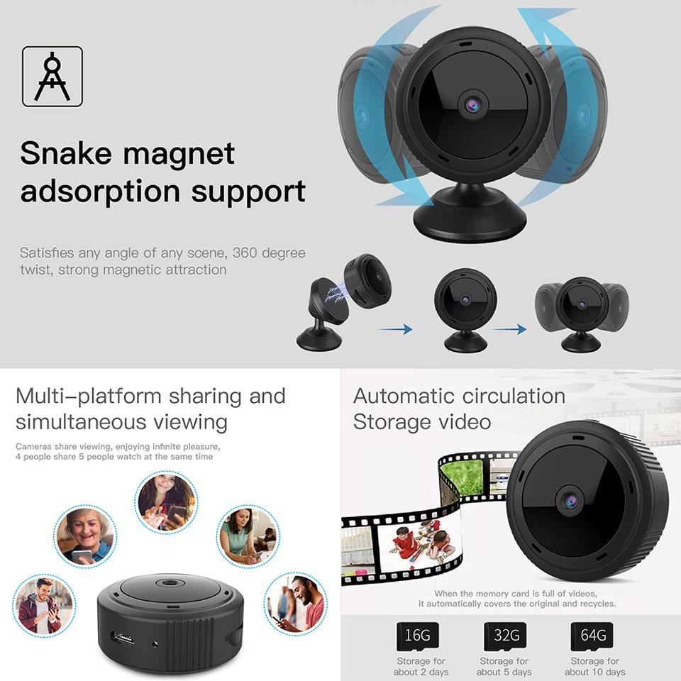 Mini WiFi Kamera 1080P HD IR Nattesyn Hjemmesikkerhedskamera Baby Monitor