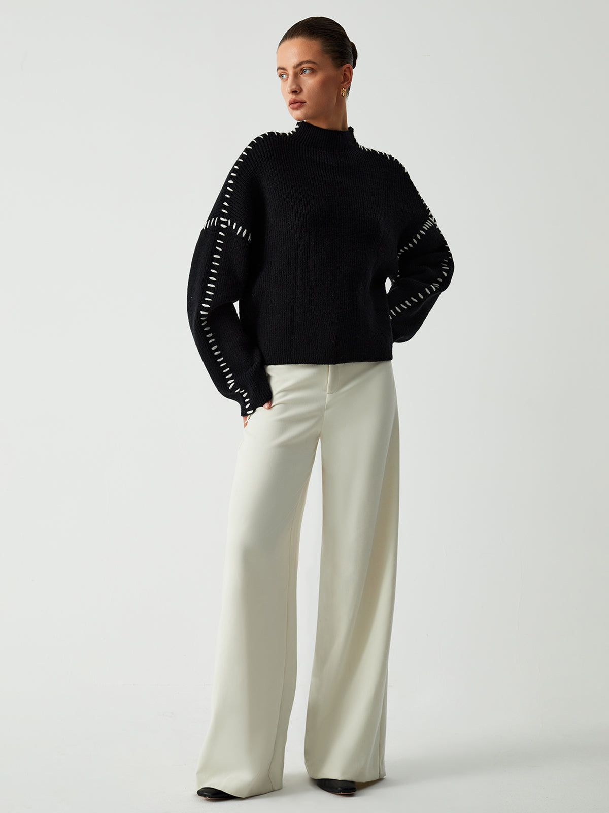 Kayla Pull Kvinde – Oversize Sweater med Høj Hals i Blødt, Chic & Behageligt Strik