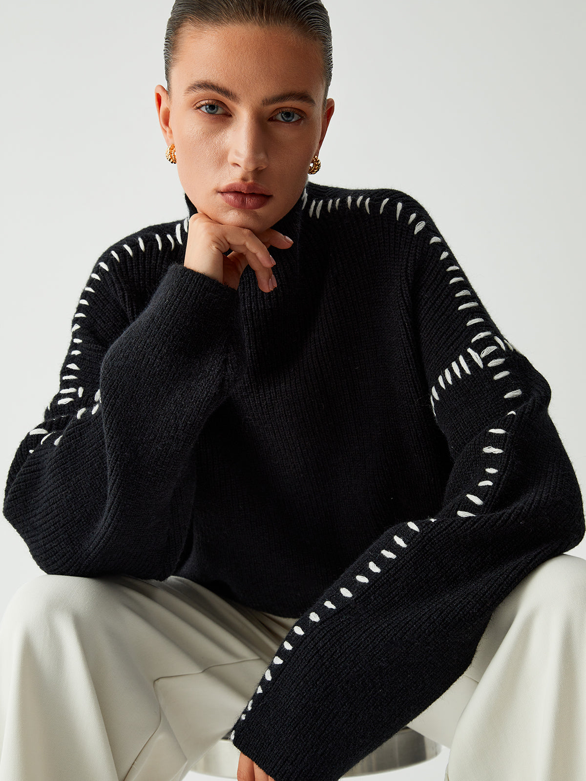 Kayla Pull Kvinde – Oversize Sweater med Høj Hals i Blødt, Chic & Behageligt Strik