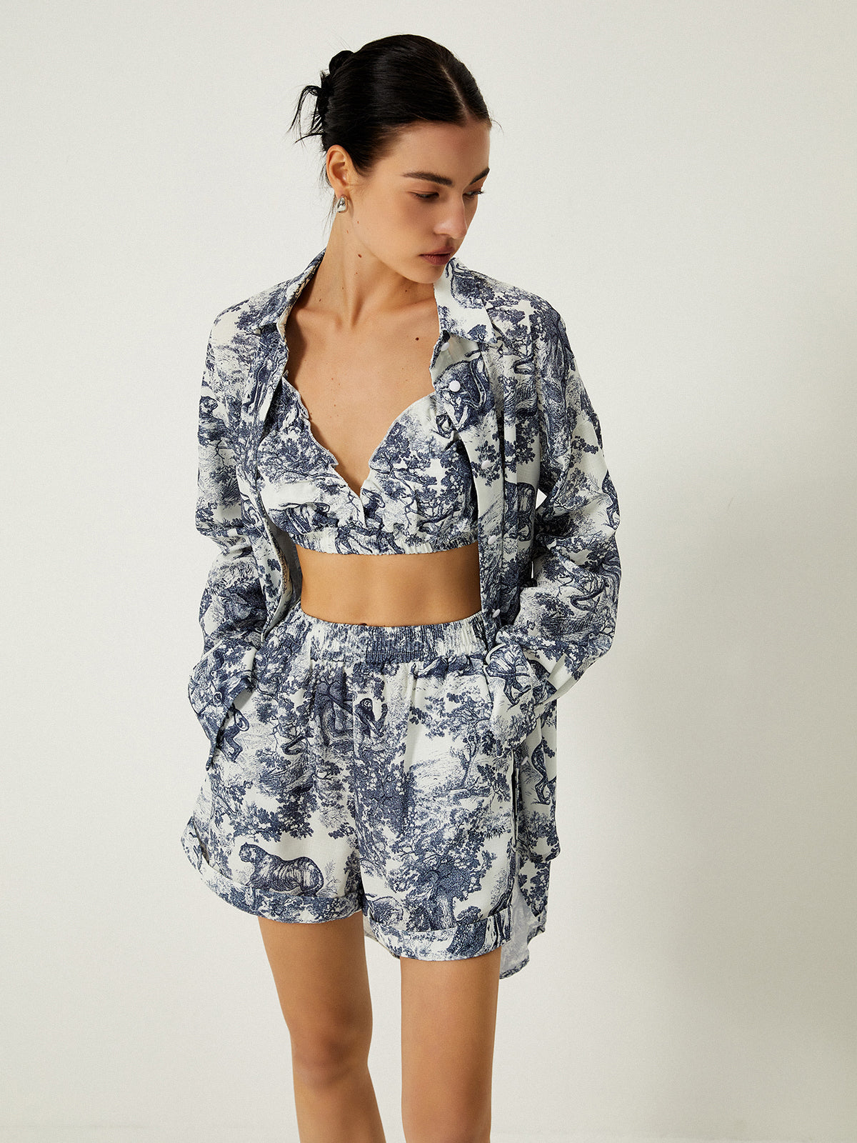Blomsterprint Tre-delt Shorts Sæt