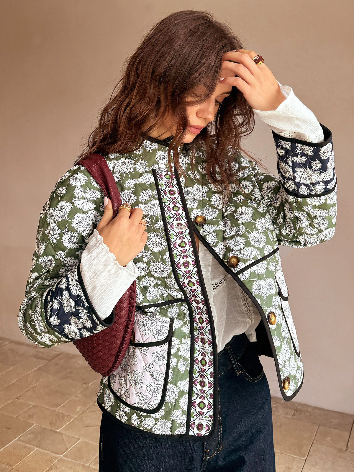 Lennox Quilted Floral Jacket – Multifarvet, Boheme og Autentisk for en Unik Stil