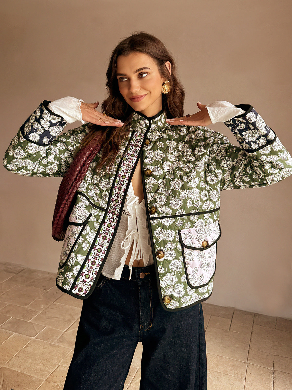Lennox Quilted Floral Jacket – Multifarvet, Boheme og Autentisk for en Unik Stil