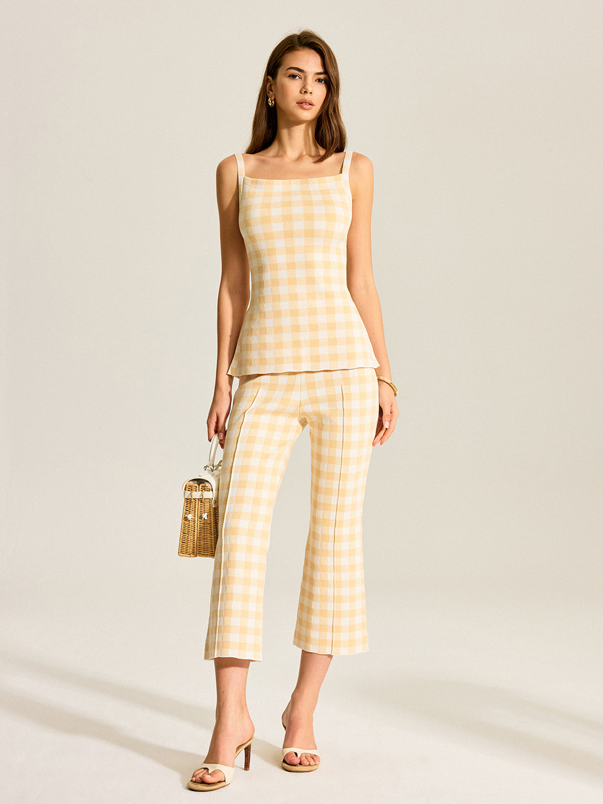 Gingham Print Bukser Sæt