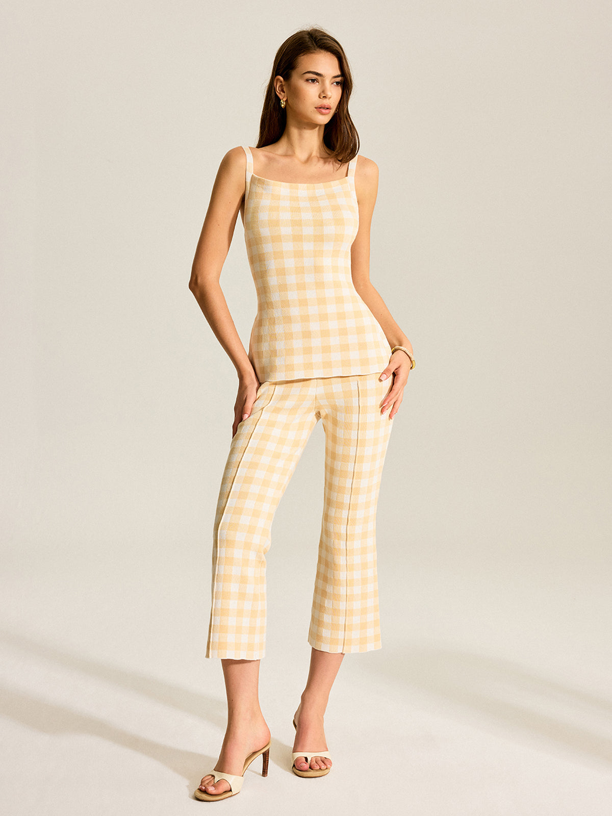 Gingham Print Bukser Sæt