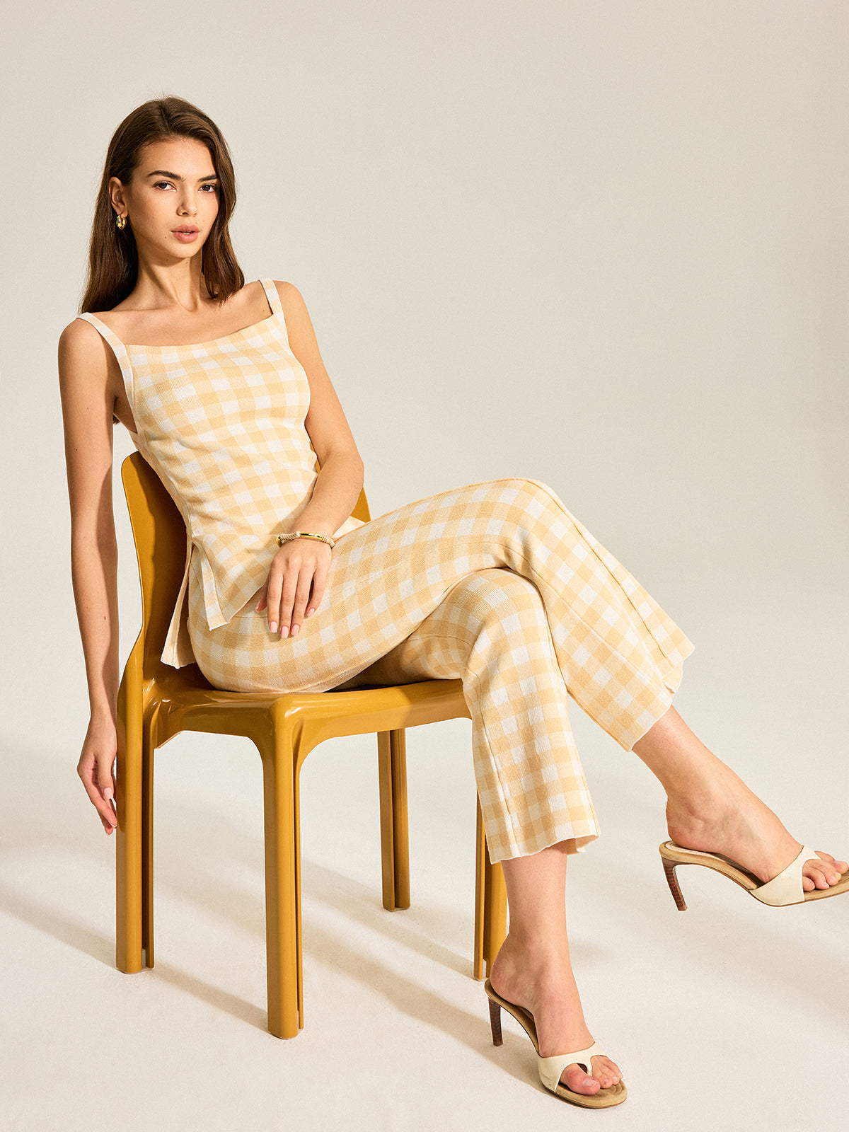 Gingham Print Bukser Sæt