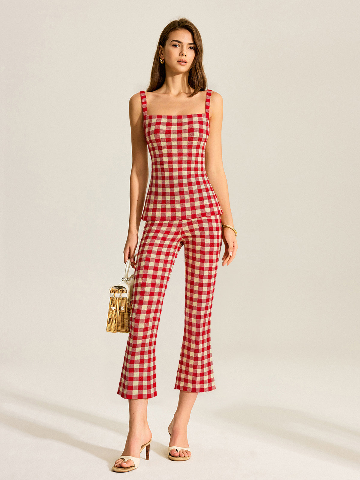 Gingham Print Bukser Sæt