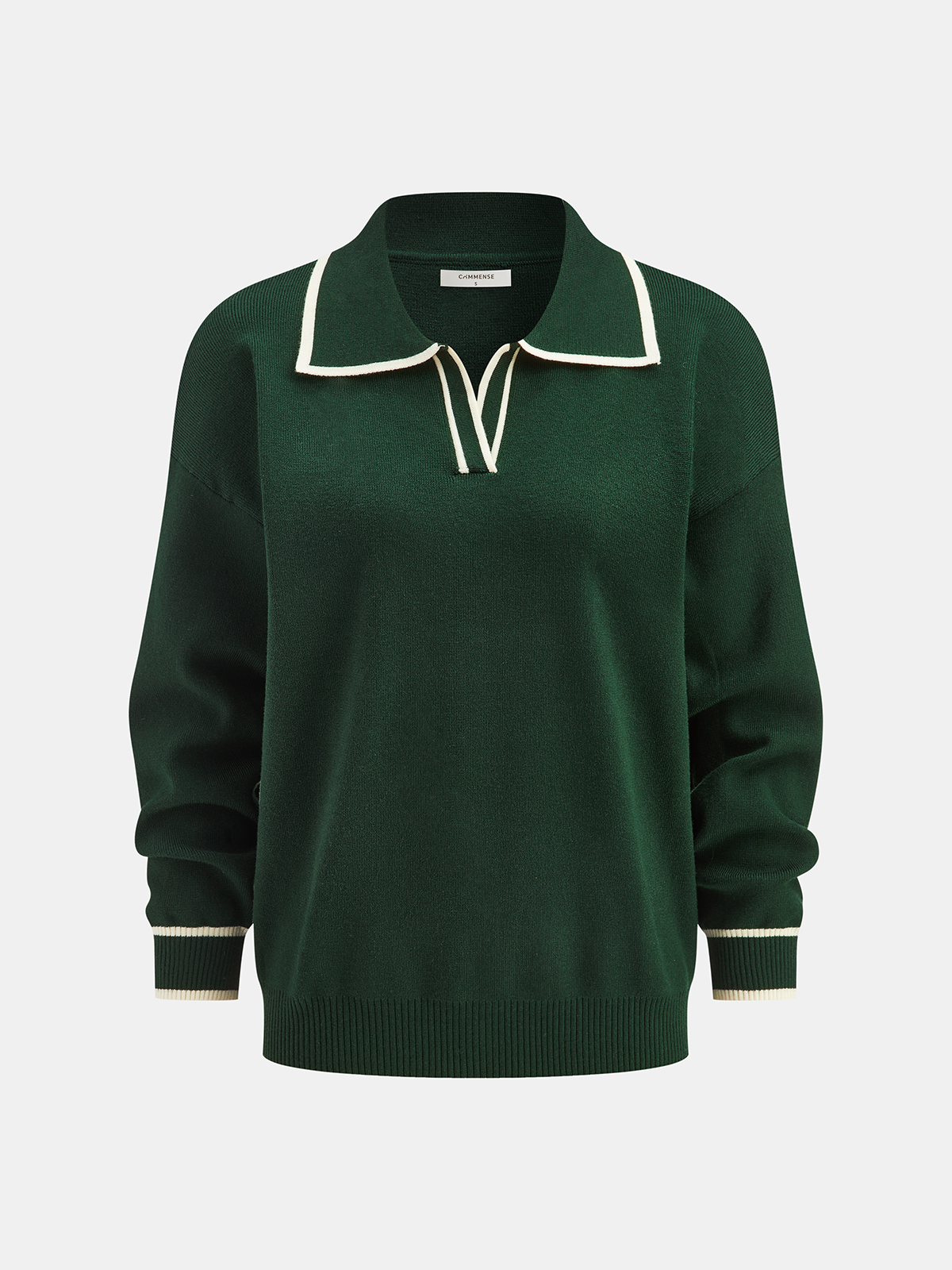 Strikket Polo Top og Bukser Sæt med Kontrastkant