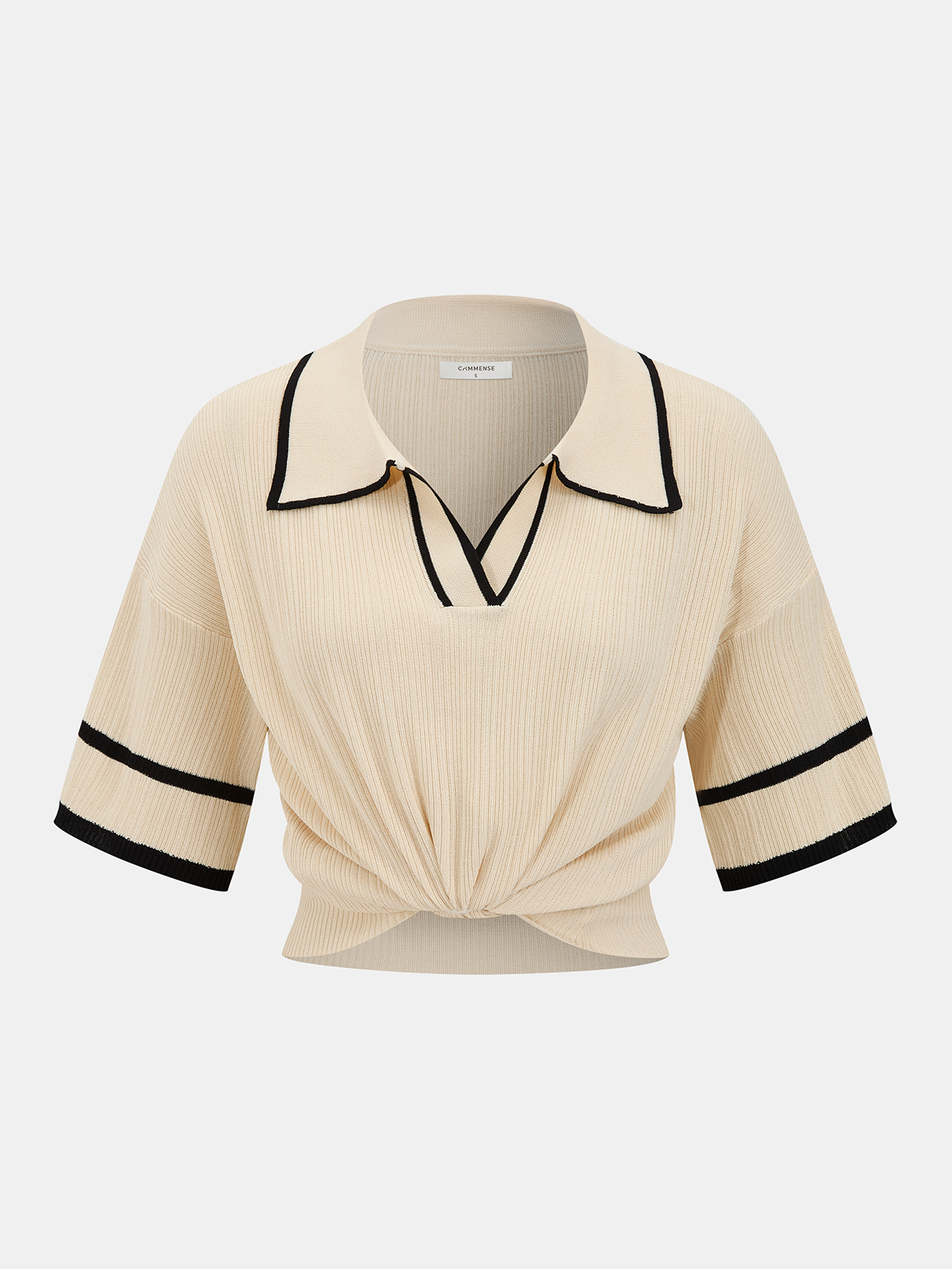Kontrast Trim Polo Top & Drawstring Bukser Sæt