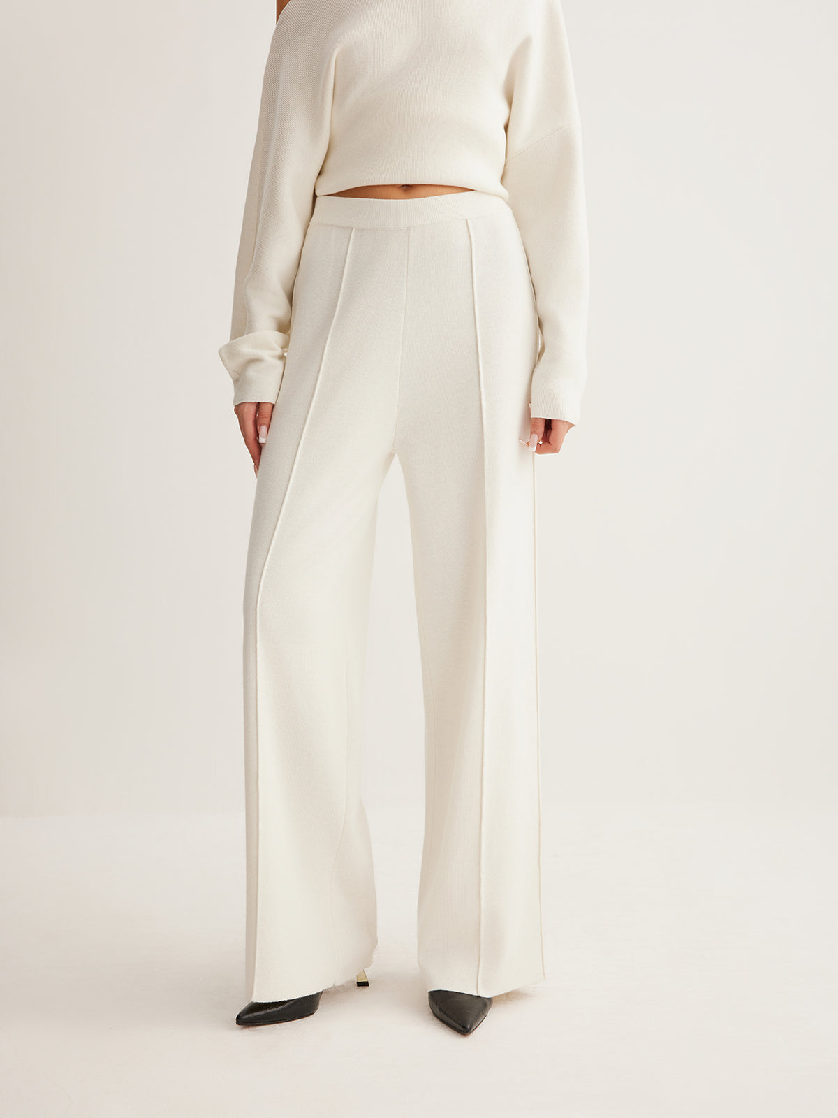 Uldblandet Asymmetrisk Sweater & Bukser med Vidde
