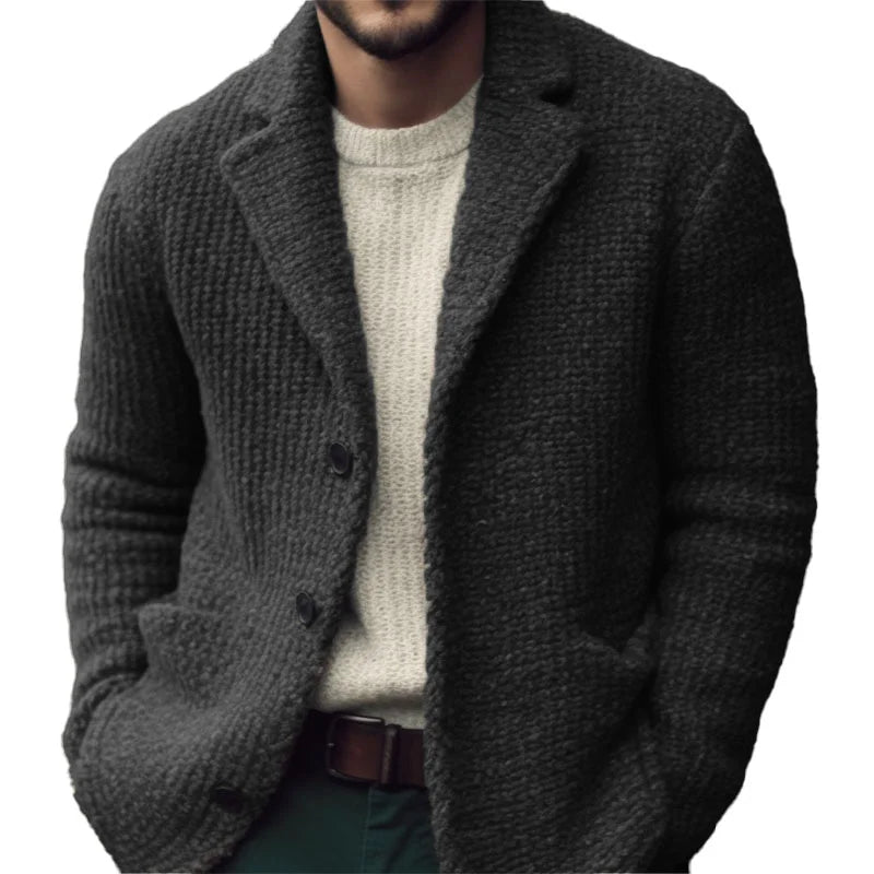 Derek Cardigan Herre – Blød Strik, Regular Fit & Elegant Knaplukning