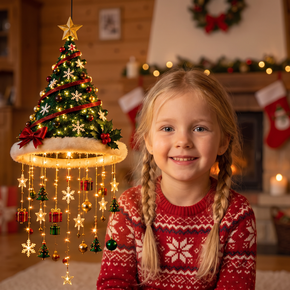 Santa Hat with LED Lights - Festive Santa Hat with Lights