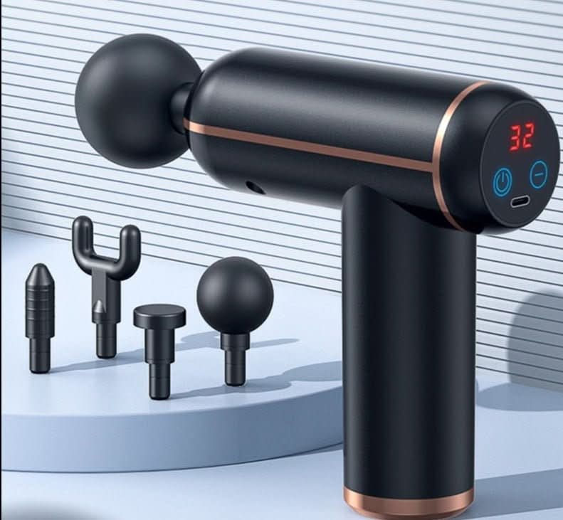 Bærbar Muskelmassage Pistol med 4 Hoveder til Effektiv Regenerering