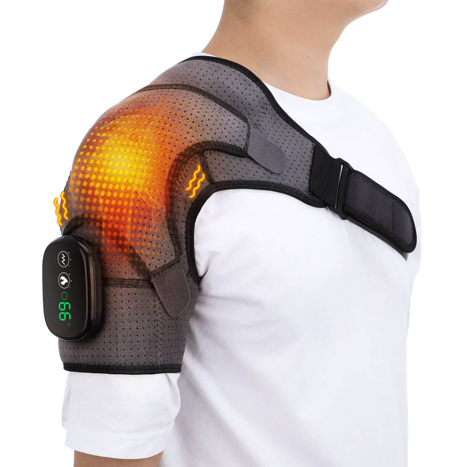 Bærbar Skulderapparat Med Varmeterapi Og Mikrovibrationer