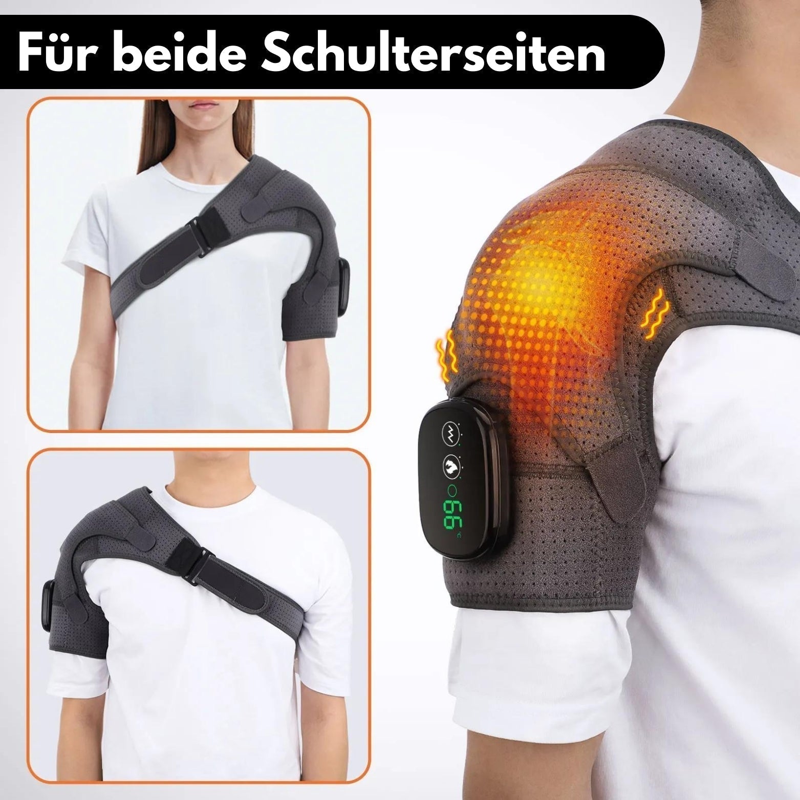 Bærbar Skulderapparat Med Varmeterapi Og Mikrovibrationer