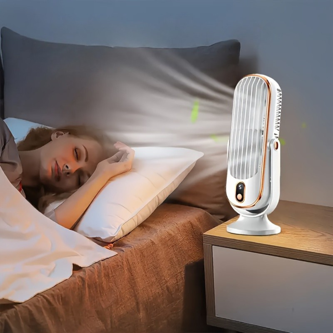 Bærbar Ventilator Dobbelt Motor 720° Rotation Kompakt Design