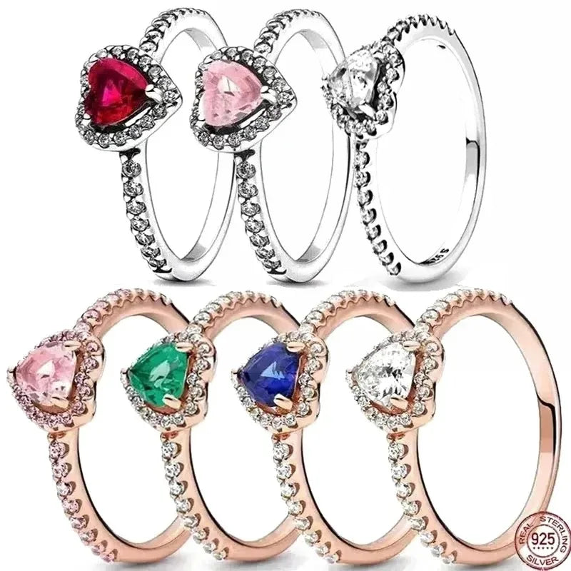 Betagende Dameforlovelsesring 925 Sterling Sølv Klassisk Hjerteformet Diamantring Minde Smykker Gave