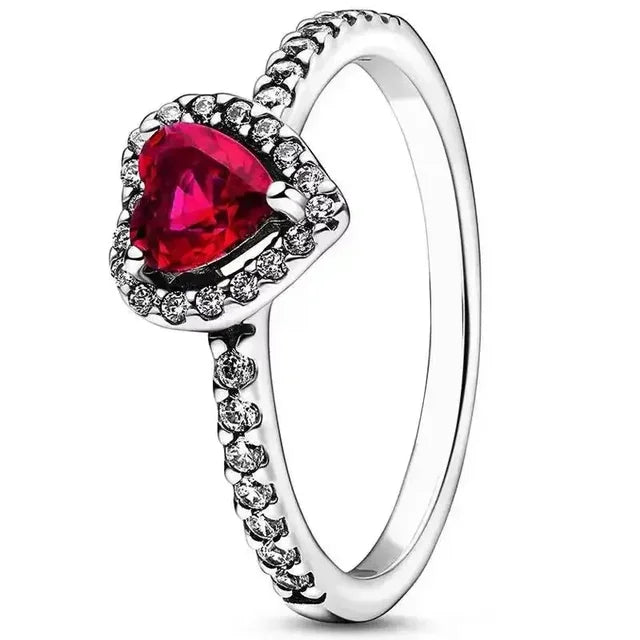 Betagende Dameforlovelsesring 925 Sterling Sølv Klassisk Hjerteformet Diamantring Minde Smykker Gave