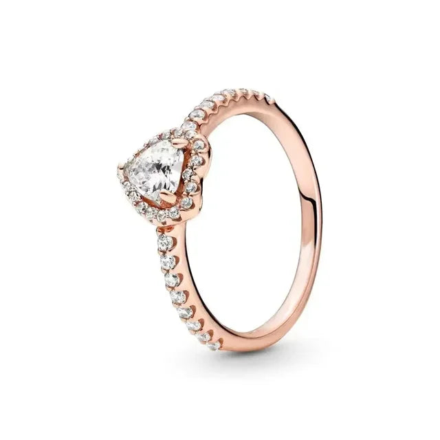 Betagende Dameforlovelsesring 925 Sterling Sølv Klassisk Hjerteformet Diamantring Minde Smykker Gave