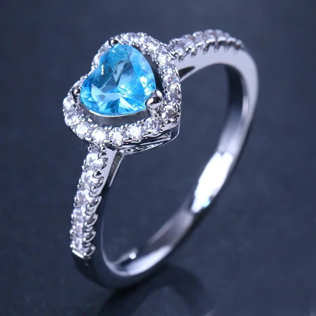 Betagende Dameforlovelsesring 925 Sterling Sølv Klassisk Hjerteformet Diamantring Minde Smykker Gave