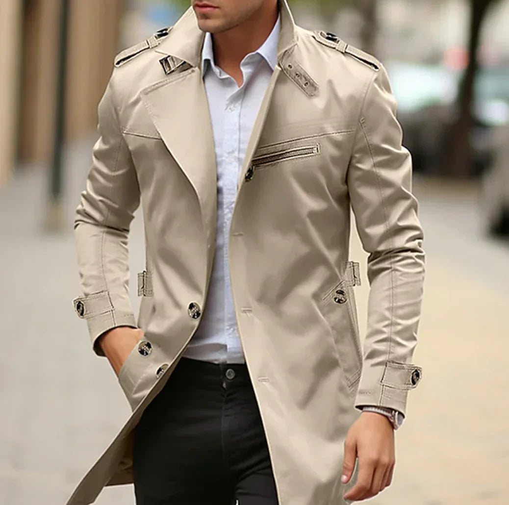 Nelio Herre Efterårs Elegant Frakke – Chic & Komfortabel Italiensk Trench