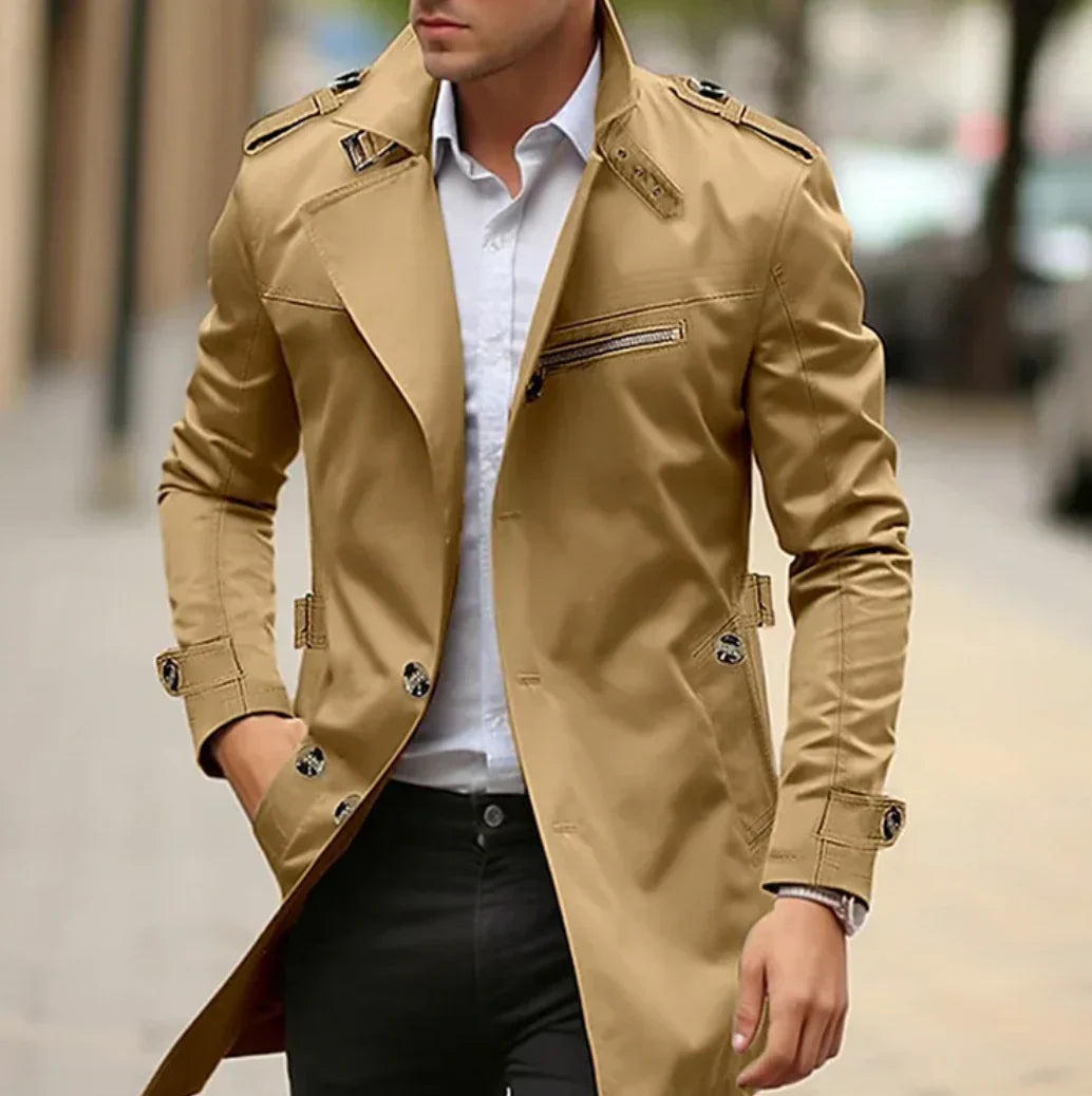 Nelio Herre Efterårs Elegant Frakke – Chic & Komfortabel Italiensk Trench