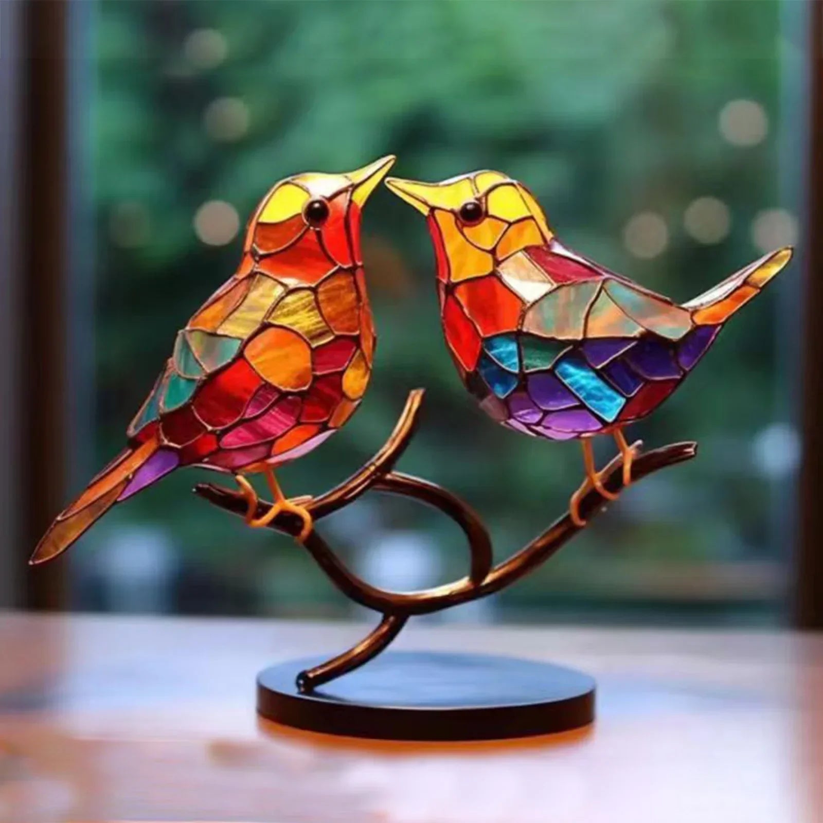 BirdArt - Akryl Fugle på Gren Skulptur | Kunstnerisk Dekoration til Soveværelset