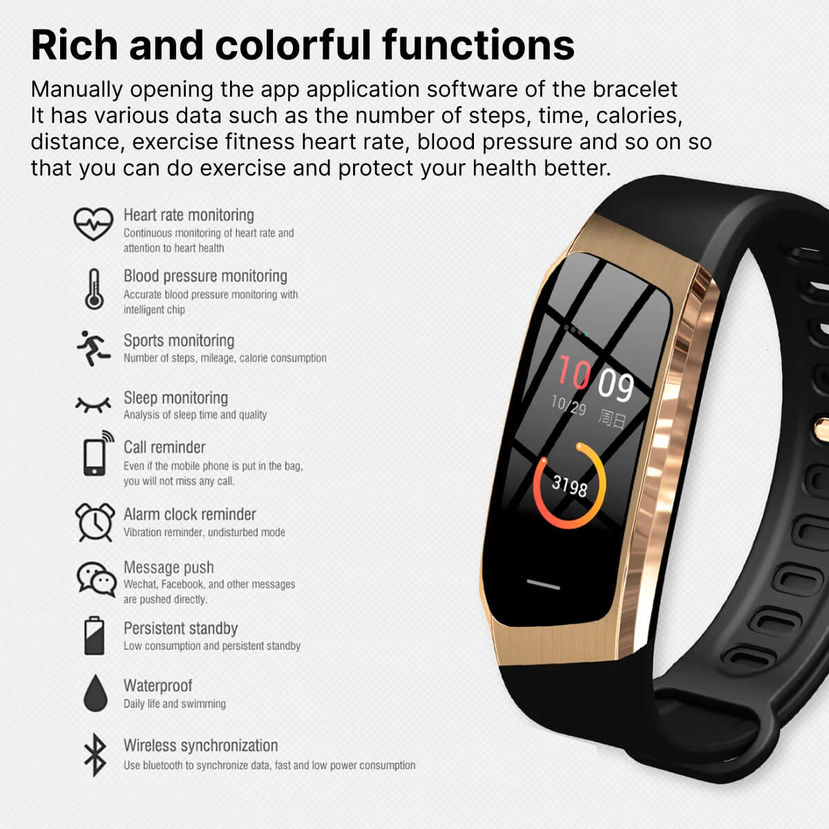 Blodtryks Smartwatch og Pulsmonitor