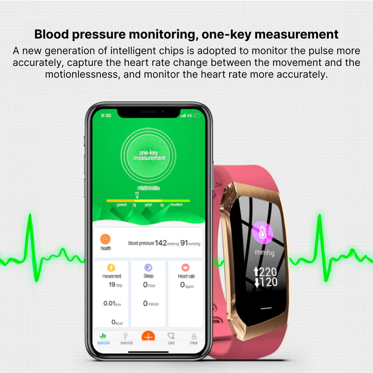 Blodtryks Smartwatch og Pulsmonitor