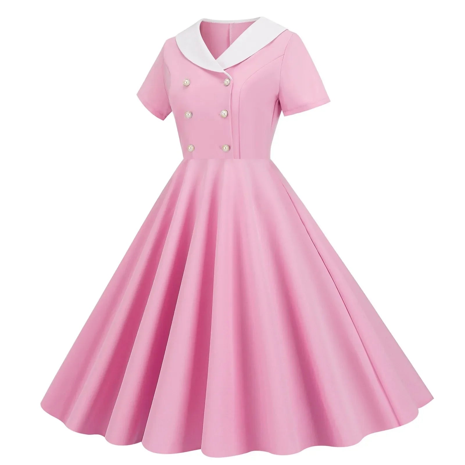 Blomsterpige Sommer Vintage Knap Stor Sving V-hals Kjole