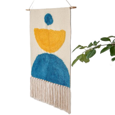 Boho Håndvævet Gobelin med Kvaster