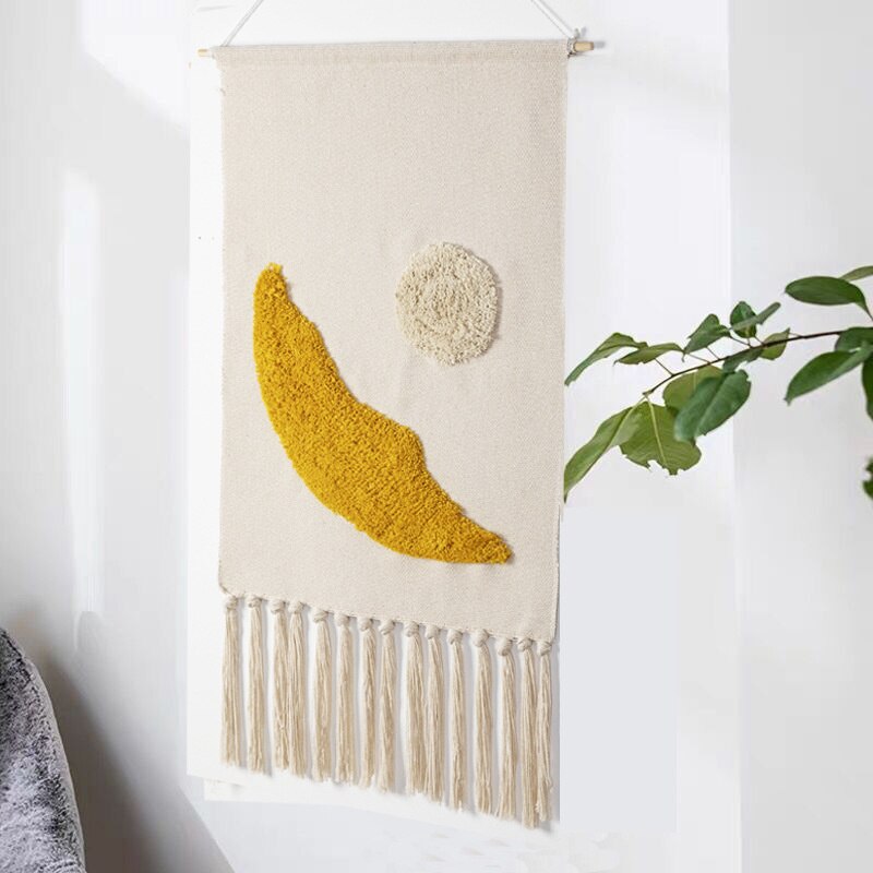 Boho Håndvævet Gobelin med Kvaster
