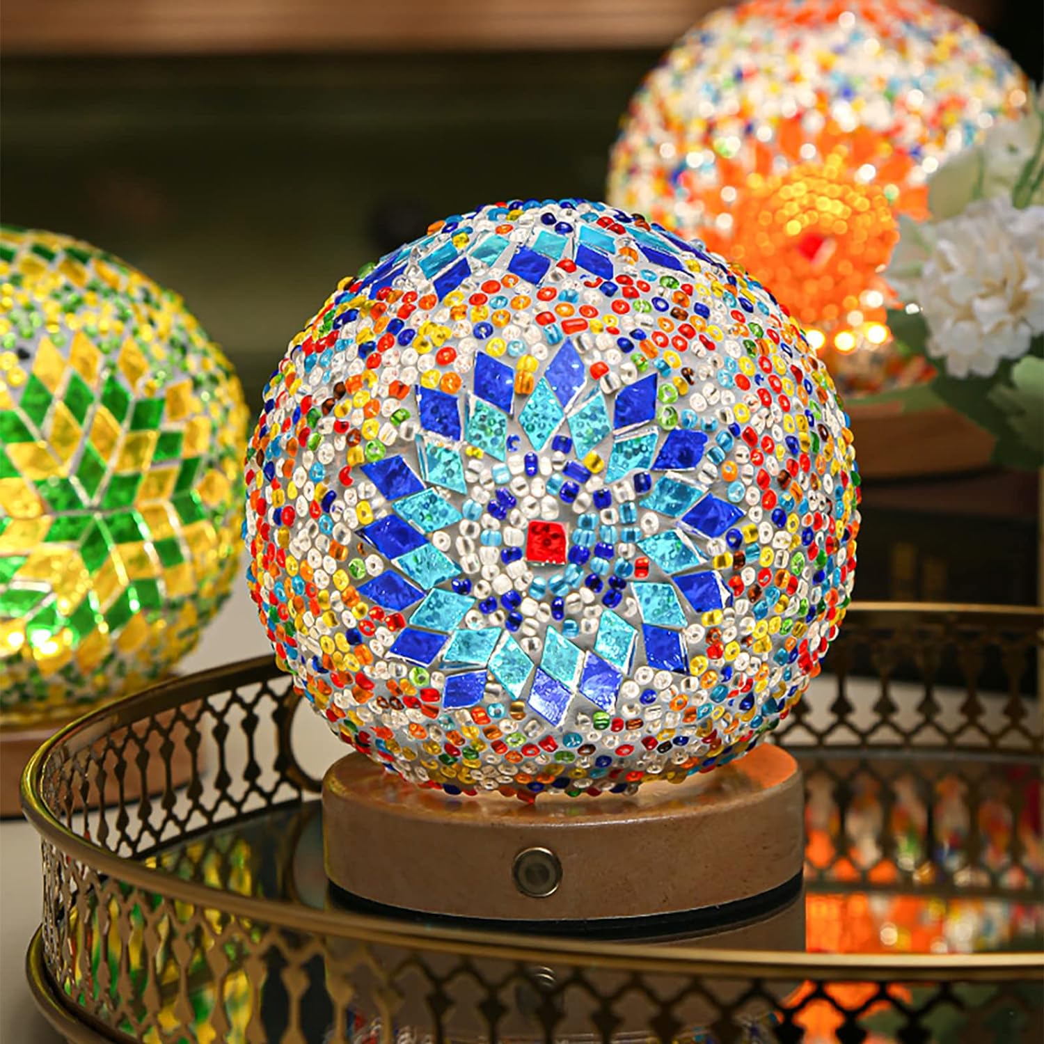 Boho Mosaik Glas Natlampe