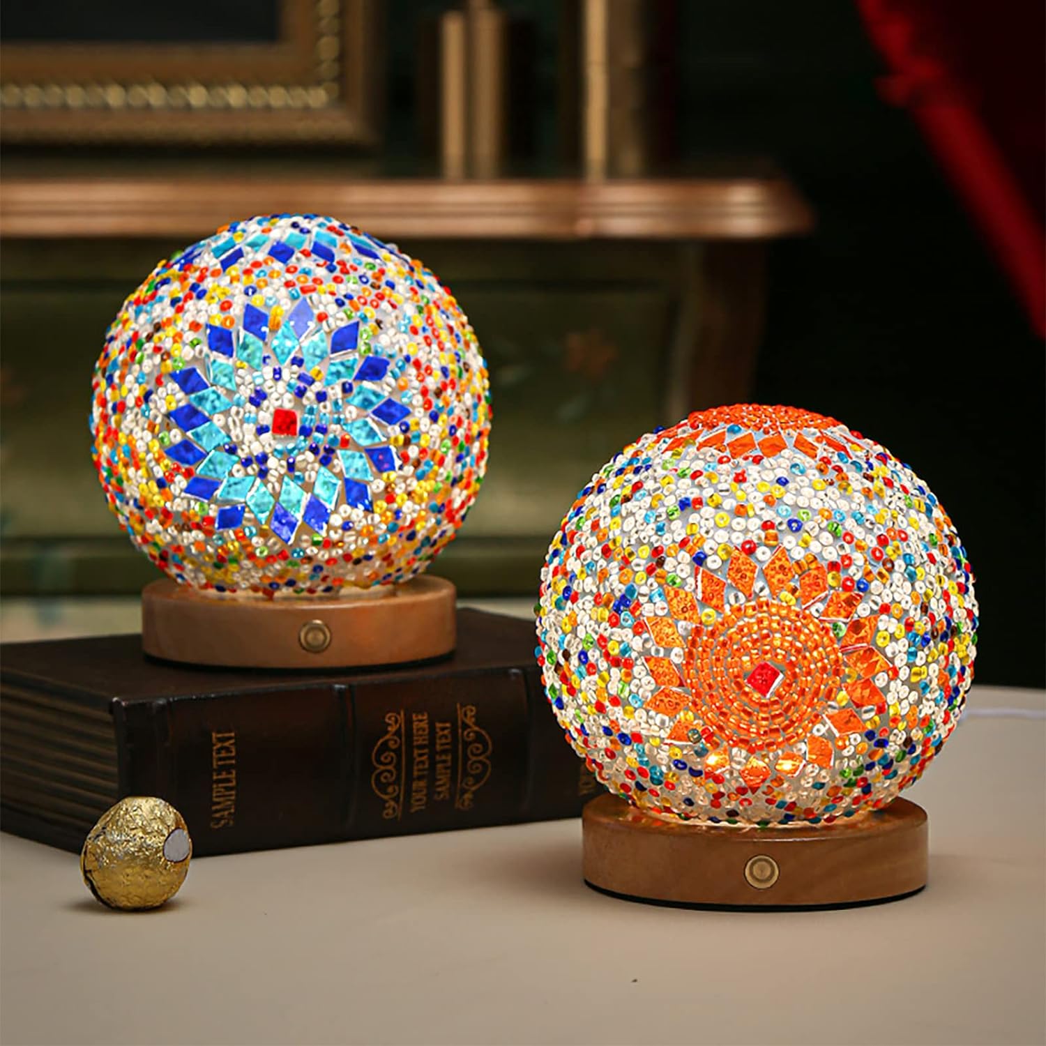 Boho Mosaik Glas Natlampe