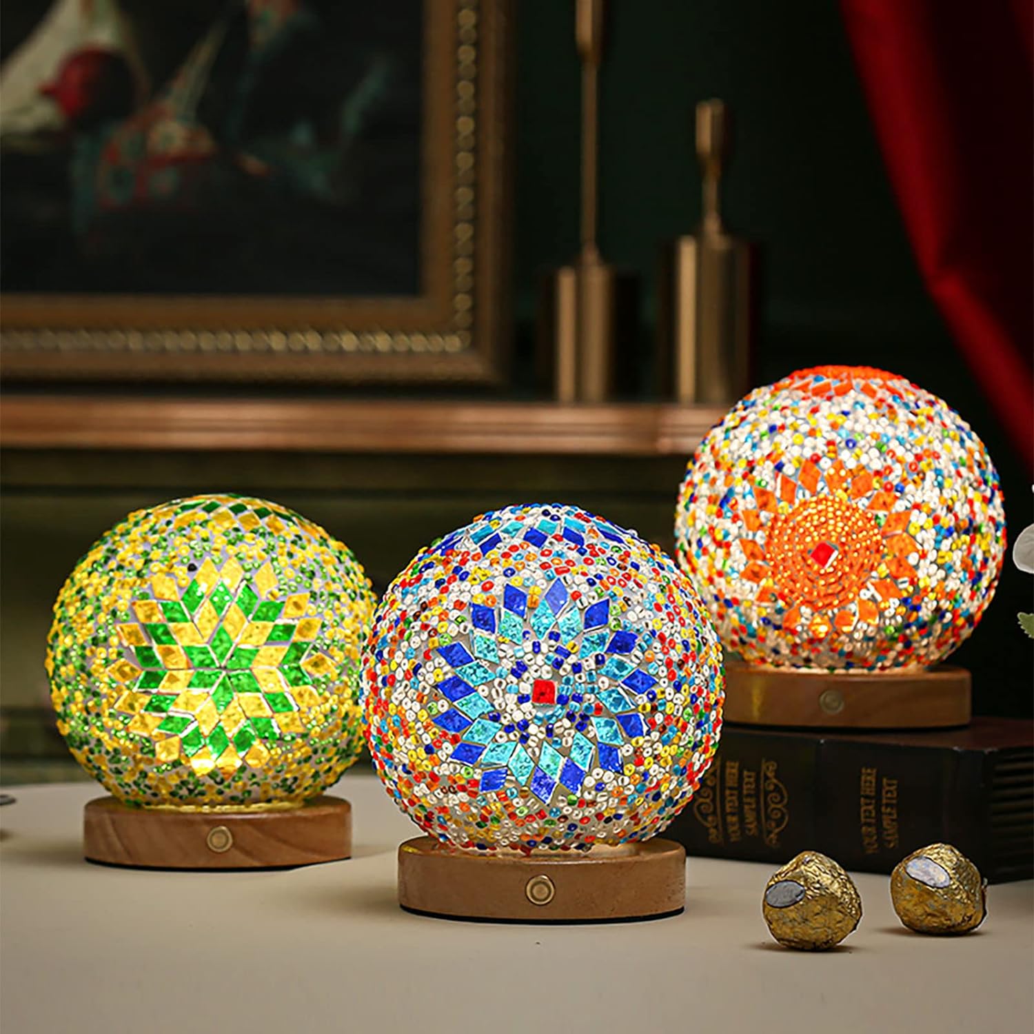 Boho Mosaik Glas Natlampe