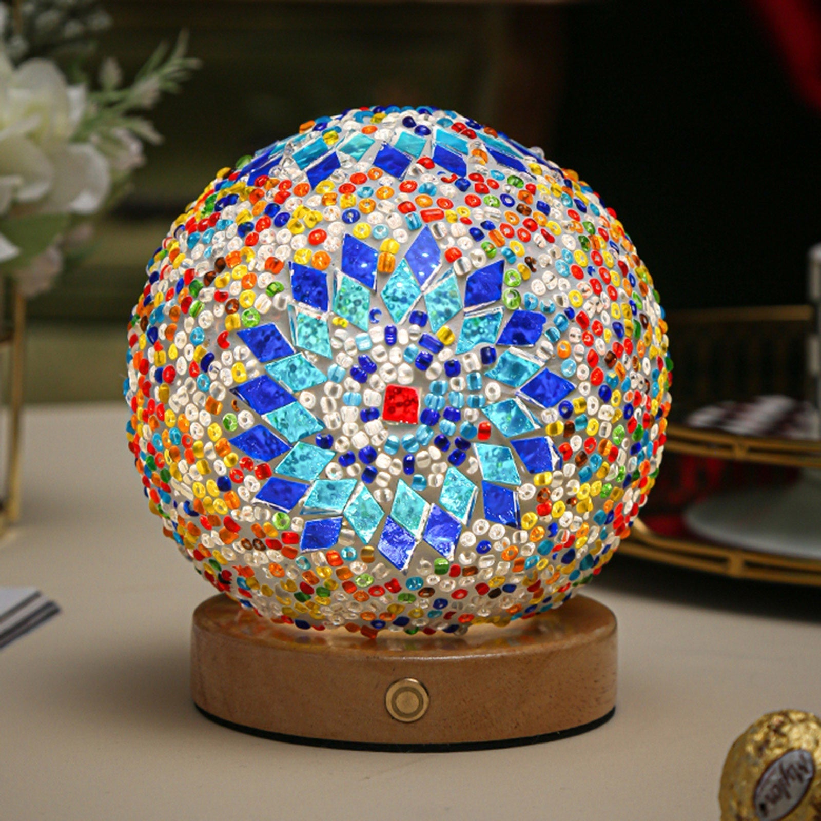 Boho Mosaik Glas Natlampe