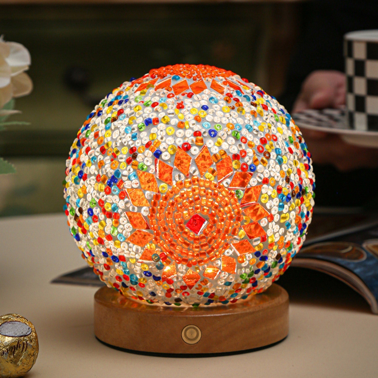Boho Mosaik Glas Natlampe