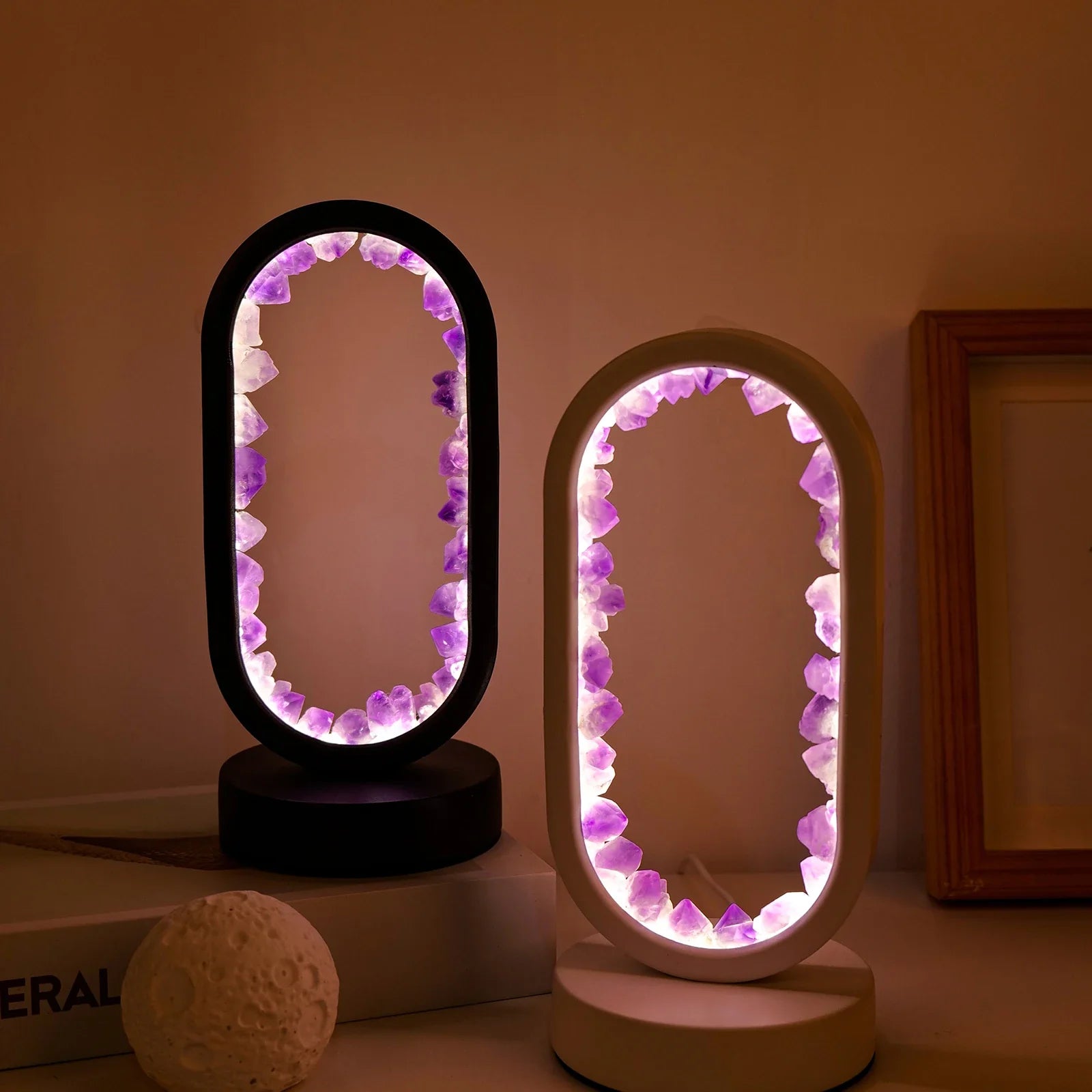 Bordlampe Ametyst Håndlavet Med Blød Belysning