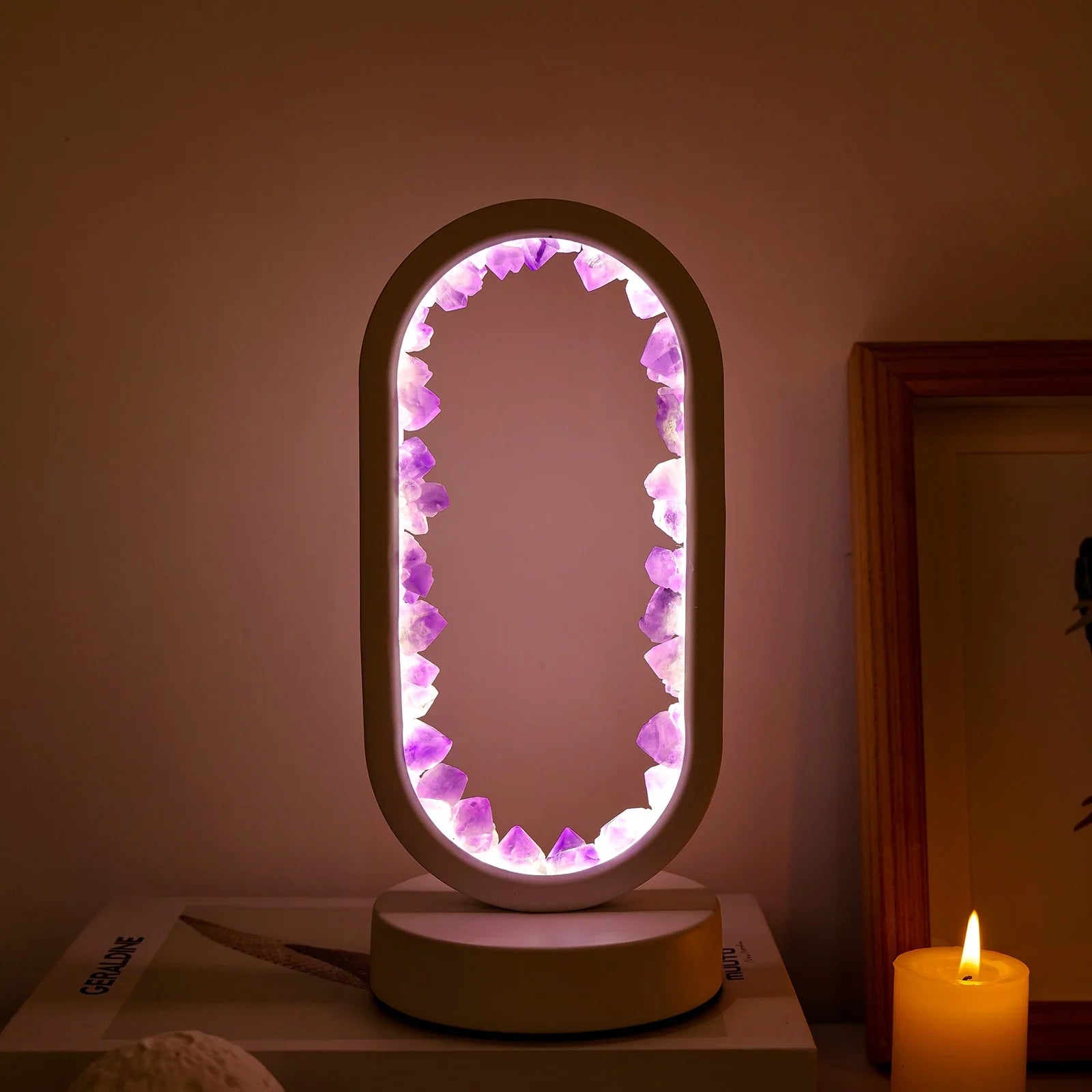 Bordlampe Ametyst Håndlavet Med Blød Belysning