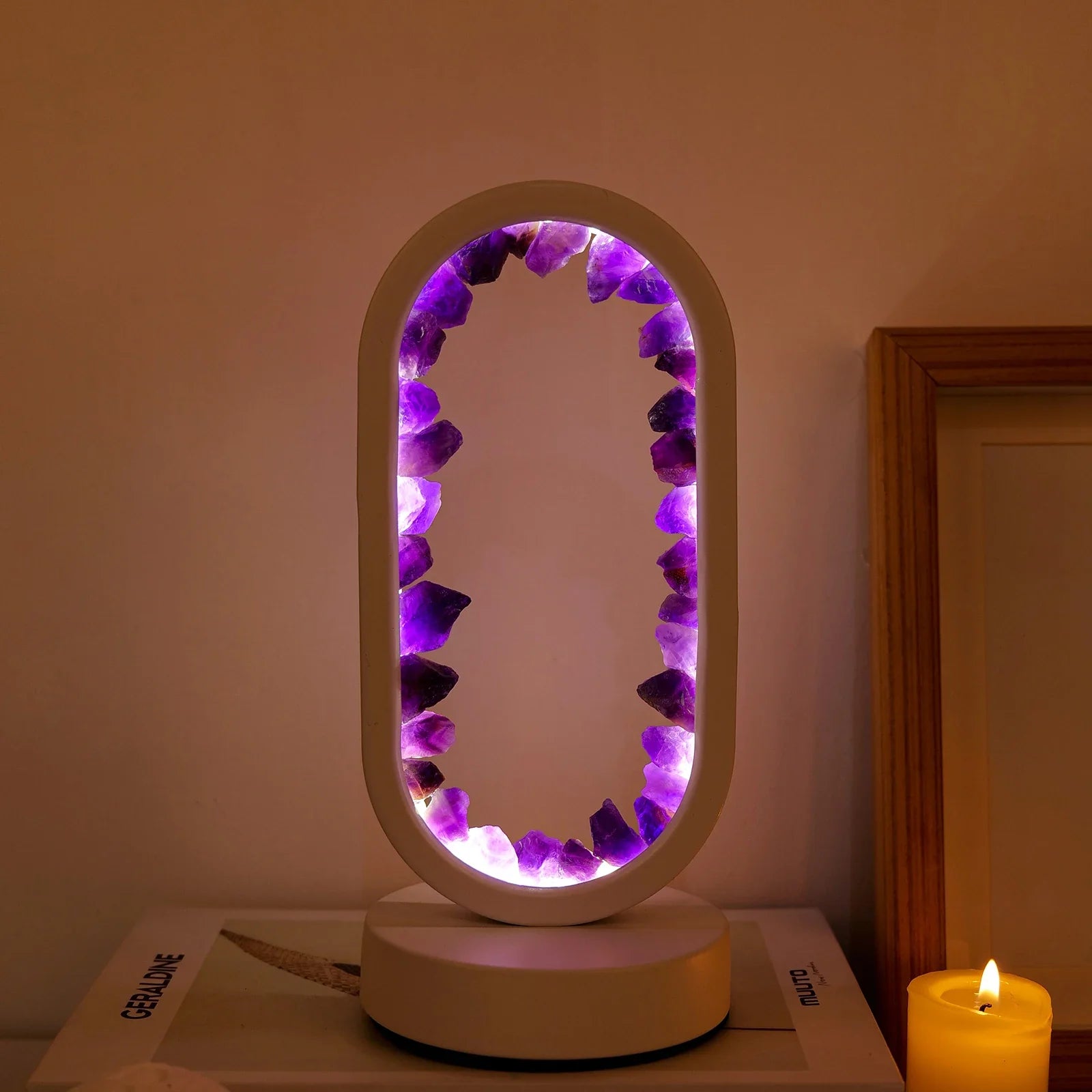 Bordlampe Ametyst Håndlavet Med Blød Belysning